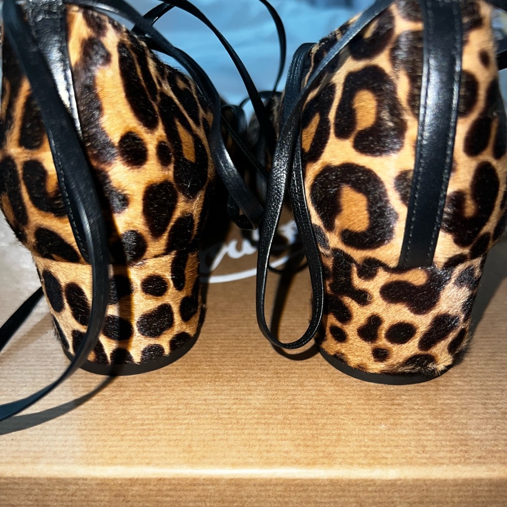J. Crew Collection | Women’s Lace up Heels | Leopard Calf Hair | Size 9 - Picture 3 of 6